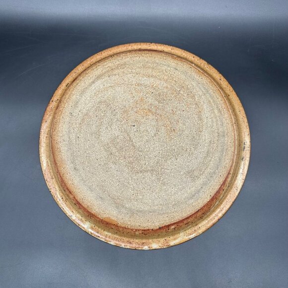 Handcrafted Art Pottery Pie Plate Floral Botanical Earth Tones Brown Green - Picture 3 of 8
